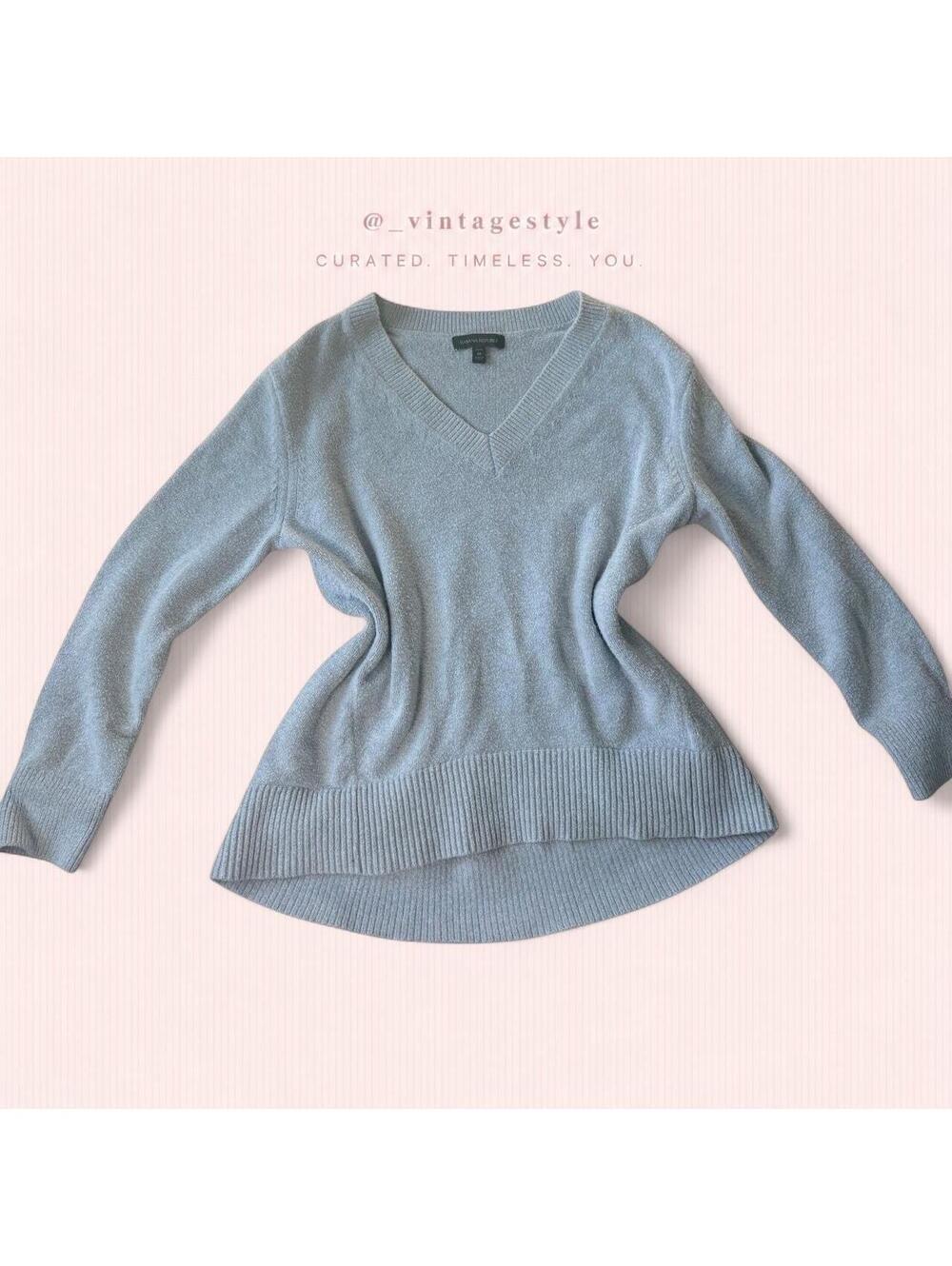 Banana Republic Women's Grey and Blue Jumper